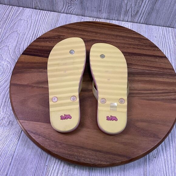 Coach X Disney Minnie Mouse Navy Blue Floral Thong Flip Flops Sandals Women's 7B - Picture 8 of 9